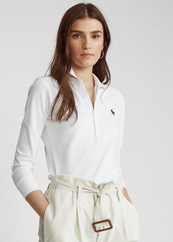 Women's Polo Ralph Lauren Slim Fit Stretch Polo Shirts | 531429ZBU